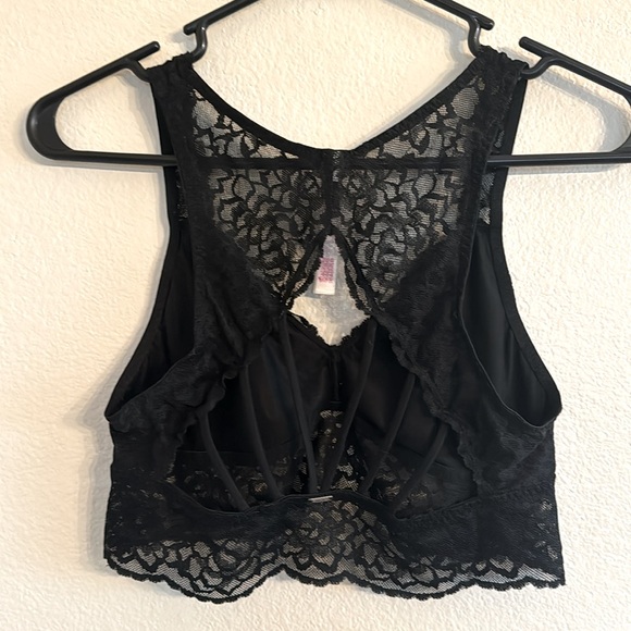 Victoria Secret PINK S black bralette with lace and string back - Picture 2 of 3
